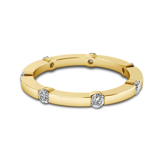 atjewels 18K Yellow Gold Over 925 Sterling Silver Round White CZ Eternity Band Ring MOTHER'S DAY SPECIAL OFFER - atjewels.in