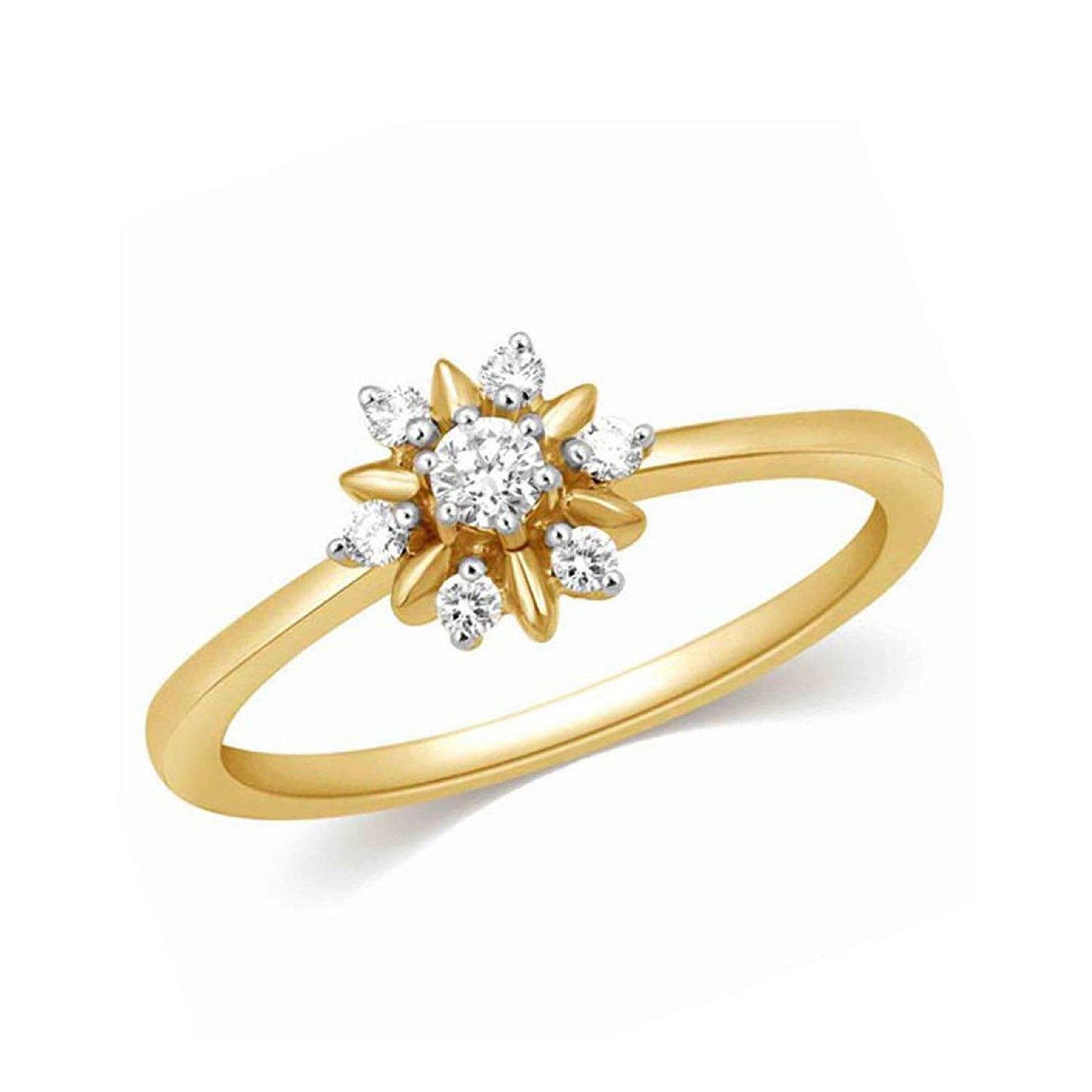atjewels 14K Yellow Gold Over 925 Silver Round White CZ Flower Ring For Women's MOTHER'S DAY SPECIAL OFFER - atjewels.in