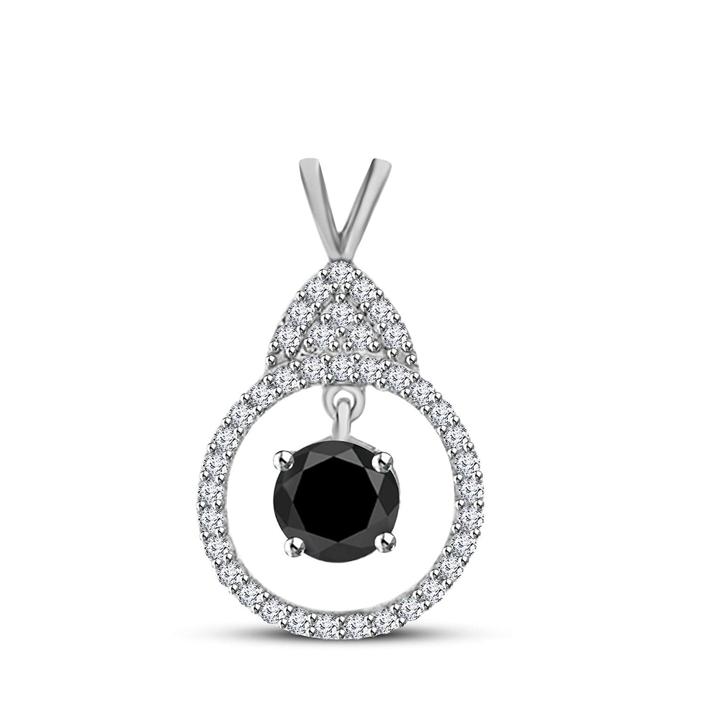 atjewels 14K White Gold Over 925 Sterling With Round Choose Varition Halo Pendant MOTHER'S DAY SPECIAL OFFER - atjewels.in