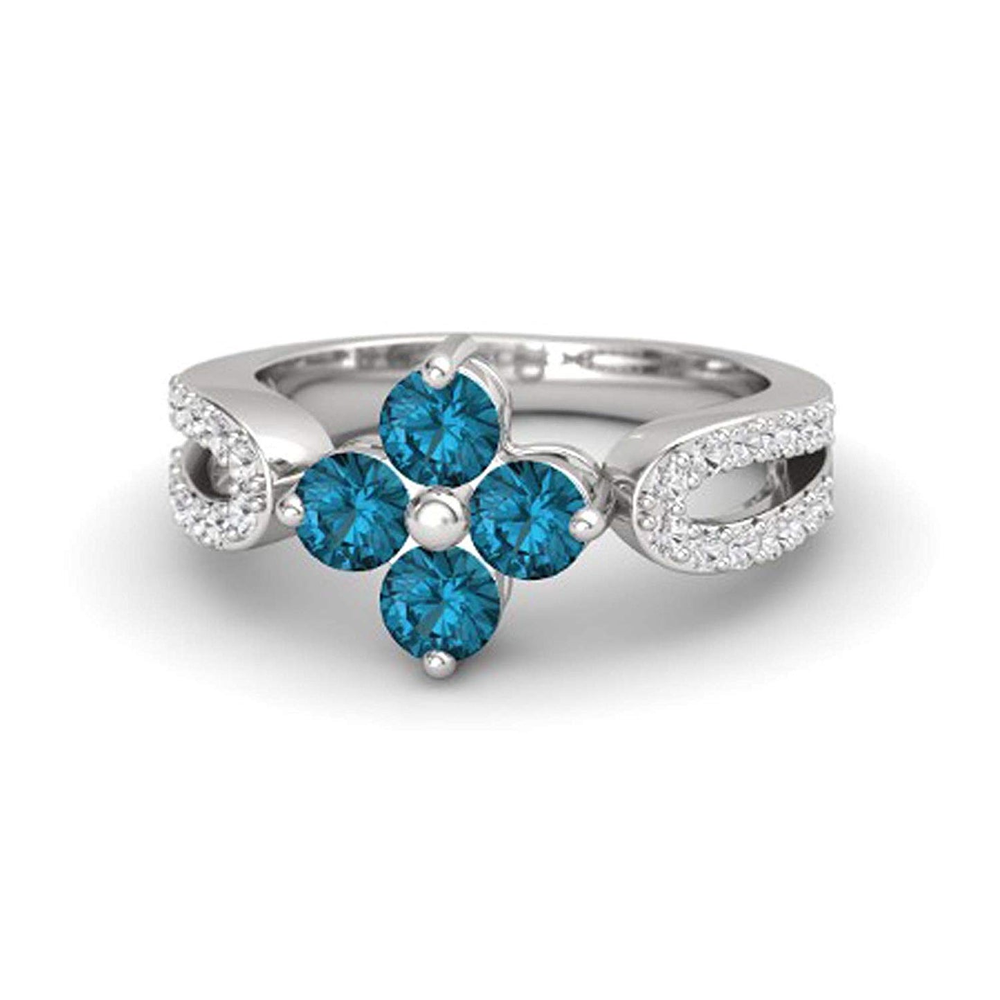atjewels Round Cut Gemstone & White CZ .925 Sterling Silver Engagement Flower Ring For Girl's and Women's For Diwali Special - atjewels.in