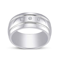 atjewels Three Stone Wedding Band Ring in 18K White Gold Over 925 Sterling White CZ MOTHER'S DAY SPECIAL OFFER - atjewels.in