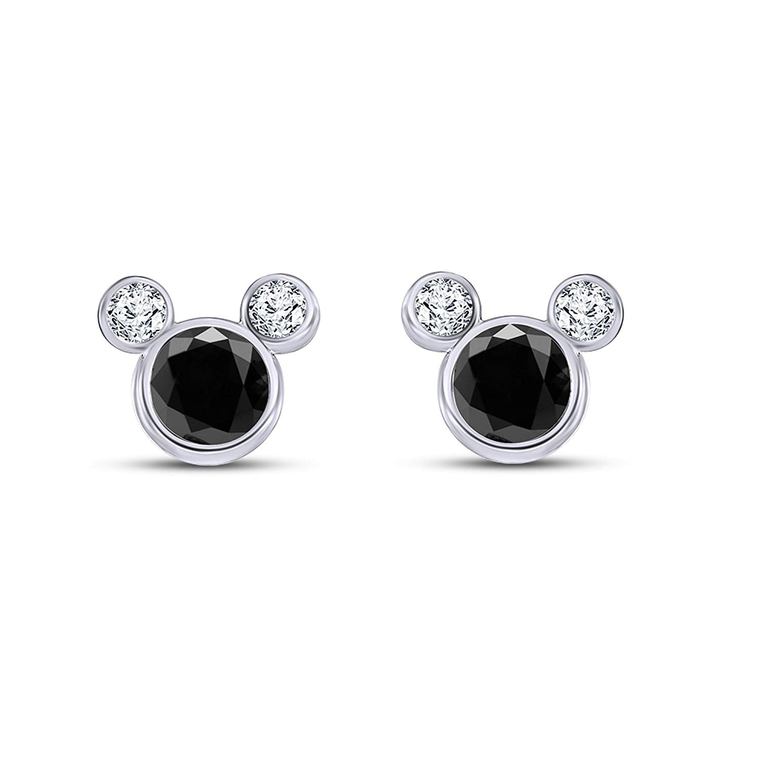 atjewels 14K White Gold Over 925 Sterling Round Diamond Mickey Mouse Party Jewelry Set MOTHER'S DAY SPECIAL OFFER - atjewels.in
