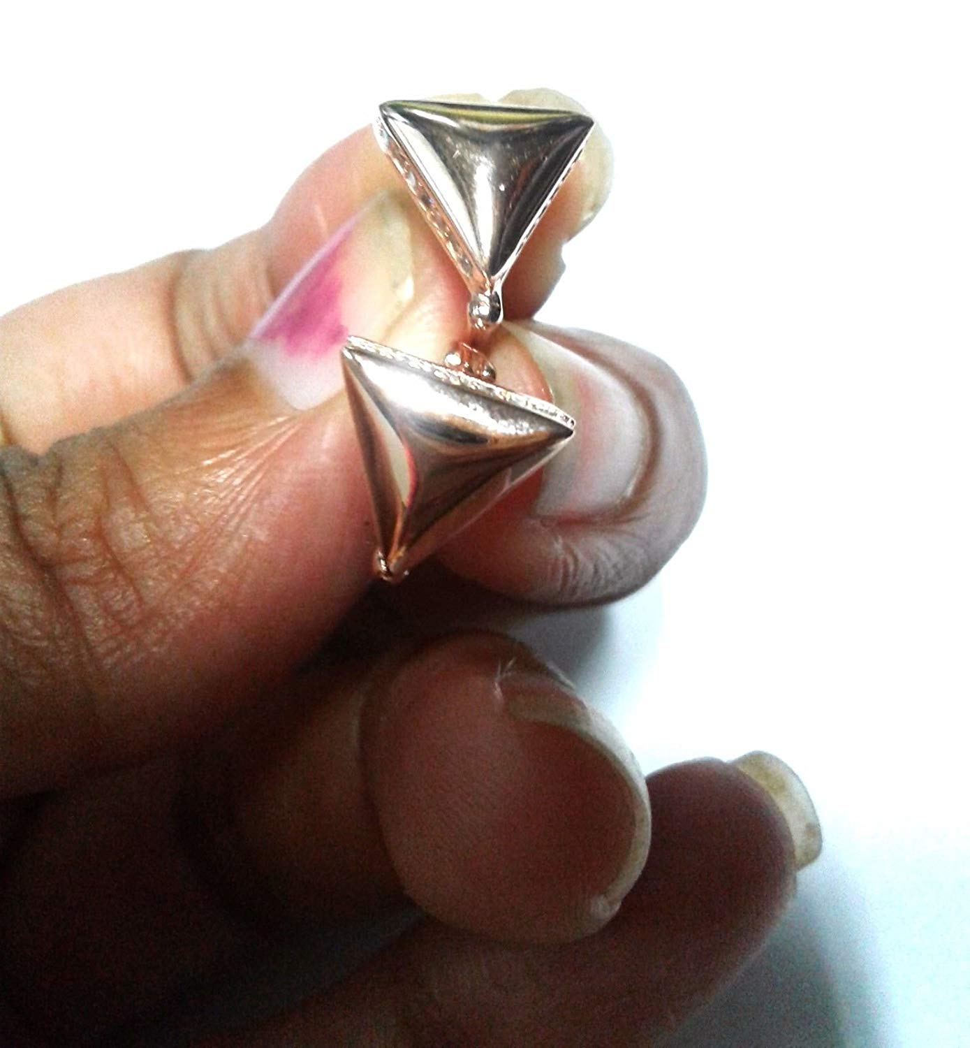 atjewels Round Cut White CZ 14k Rose Gold Over 925 Sterling Silver Triangle Hoop Earrings For Girl's and Women's For MOTHER'S DAY SPECIAL OFFER - atjewels.in