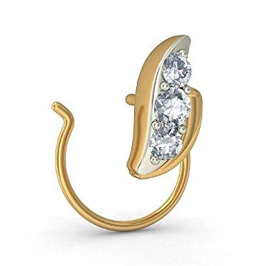 atjewels Round Cut White CZ 14k Yellow Gold Over Sterling Silver Nose Pin for Women Girls - atjewels.in