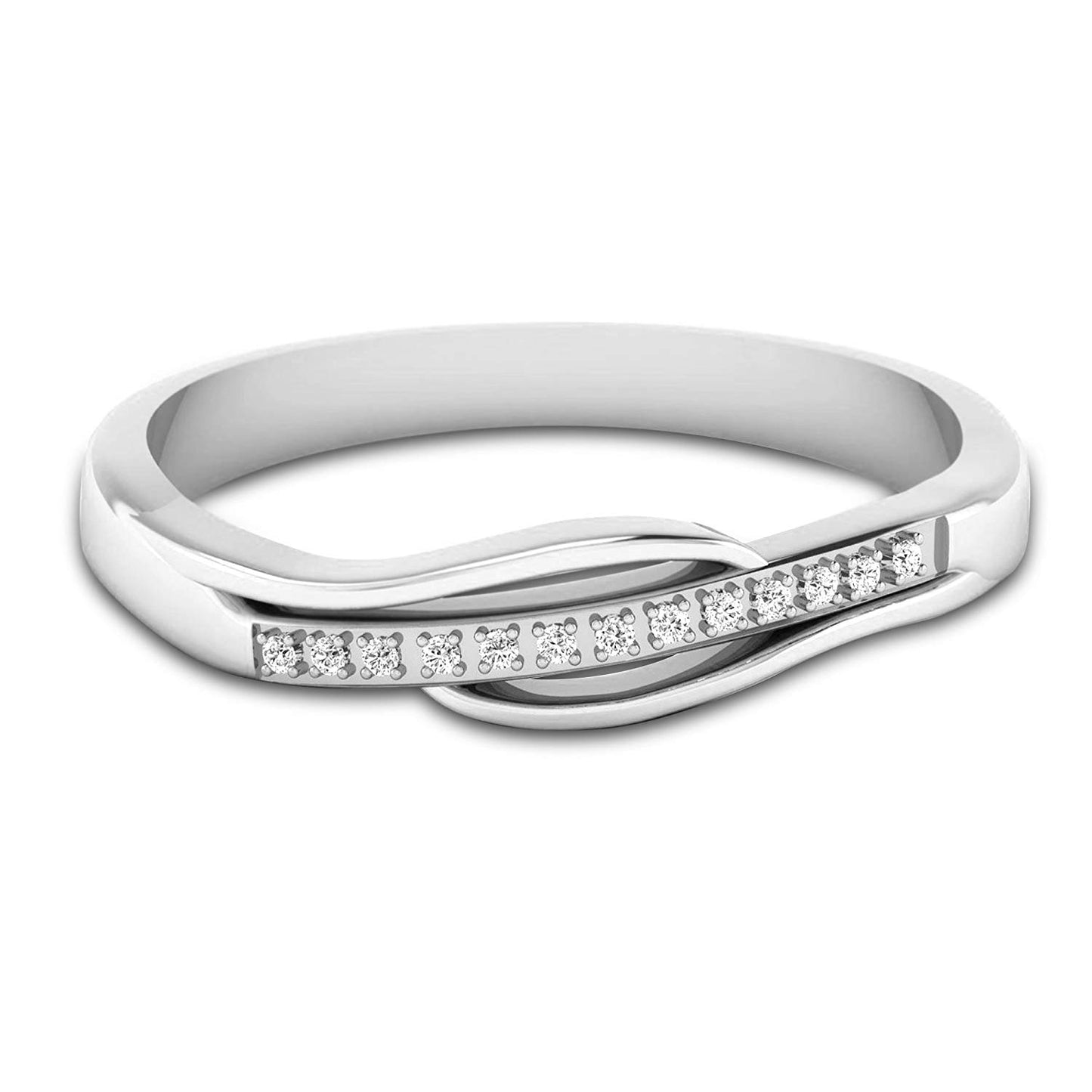 atjewels 14K White Gold Over Sterling Round White CZ Anniversary Band Ring for Women's MOTHER'S DAY SPECIAL OFFER - atjewels.in