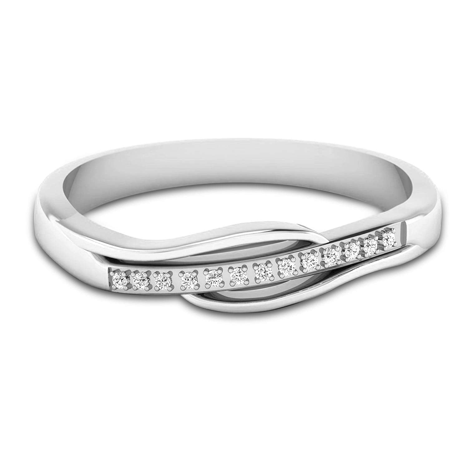 atjewels 14K White Gold Over Sterling Round White CZ Anniversary Band Ring for Women's MOTHER'S DAY SPECIAL OFFER - atjewels.in
