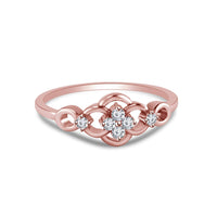 atjewels 14K Rose Gold on 925 Silver Round White Cubic Zirconia Floral Ring MOTHER'S DAY SPECIAL OFFER - atjewels.in