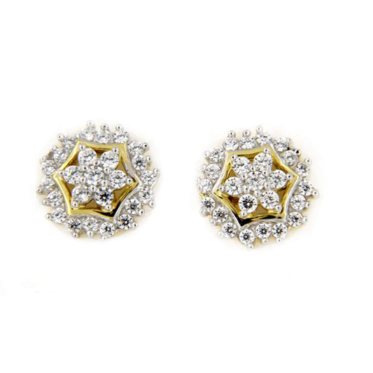 atjewels 18K Yellow Gold Over 925 Sterling Siver Round White CZ Post Back Wedding Stud Earring MOTHER'S DAY SPECIAL OFFER - atjewels.in