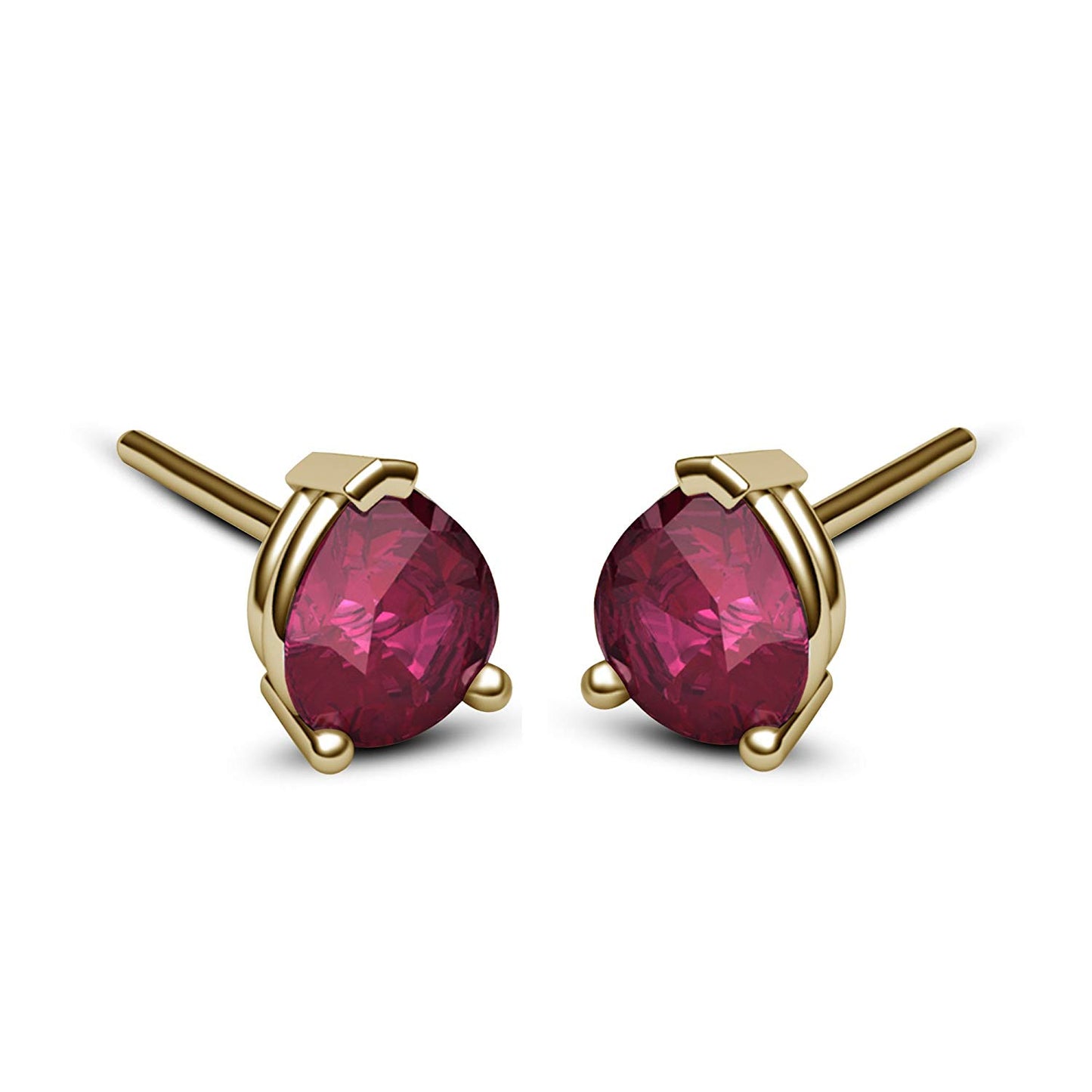14k Yellow Gold Over Sterling Pear Pink Sapphire Stud Earrings For Women's MOTHER'S DAY SPECIAL OFFER - atjewels.in