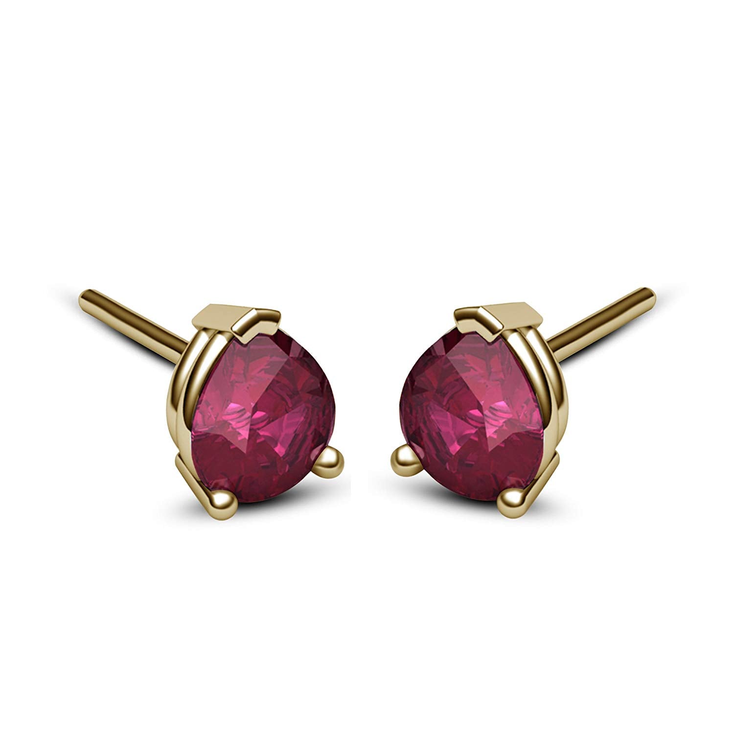 14k Yellow Gold Over Sterling Pear Pink Sapphire Stud Earrings For Women's MOTHER'S DAY SPECIAL OFFER - atjewels.in