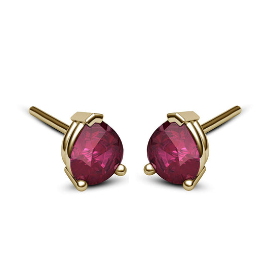 14k Yellow Gold Over Sterling Pear Pink Sapphire Stud Earrings For Women's MOTHER'S DAY SPECIAL OFFER - atjewels.in