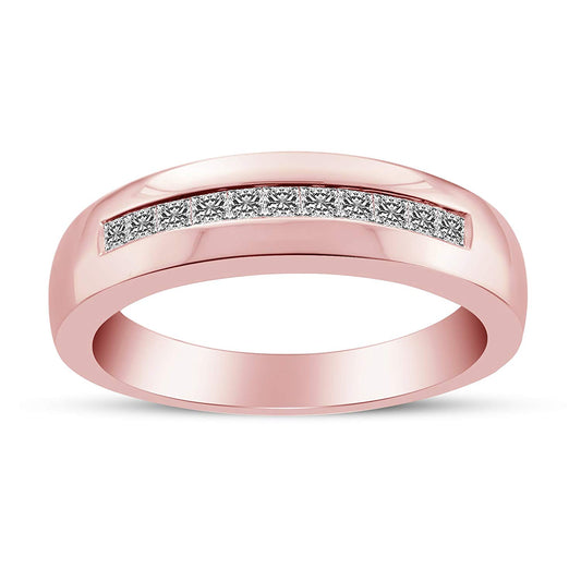 atjewels 18K Rose Gold Over 925 Sterling Princess Cut White Cubic Zirconia Wedding Band Ring MOTHER'S DAY SPECIAL OFFER - atjewels.in