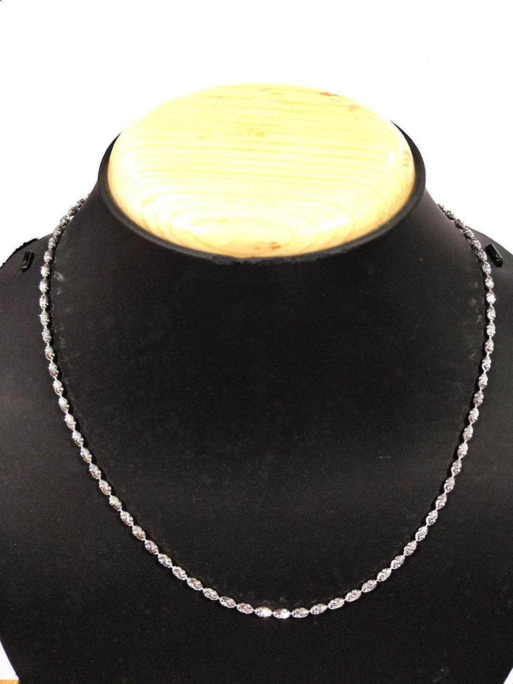 ATJewels 14k White Gold Over 925 Sterling Silver Oval Strand Chain 16" Unisex Necklace - atjewels.in