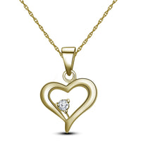 atjewels 18K Yellow Gold on 925 Sterling White CZ Heart Pendant Without Chain For Women's MOTHER'S DAY SPECIAL OFFER - atjewels.in