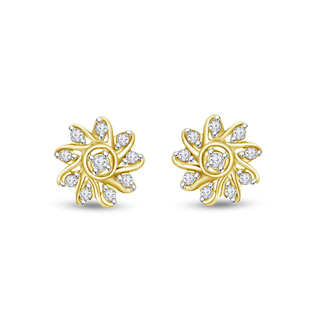 atjewels Yellow Gold Over 925 Sterling Silver Round White CZ Flower Stud Earrings MOTHER'S DAY SPECIAL OFFER - atjewels.in