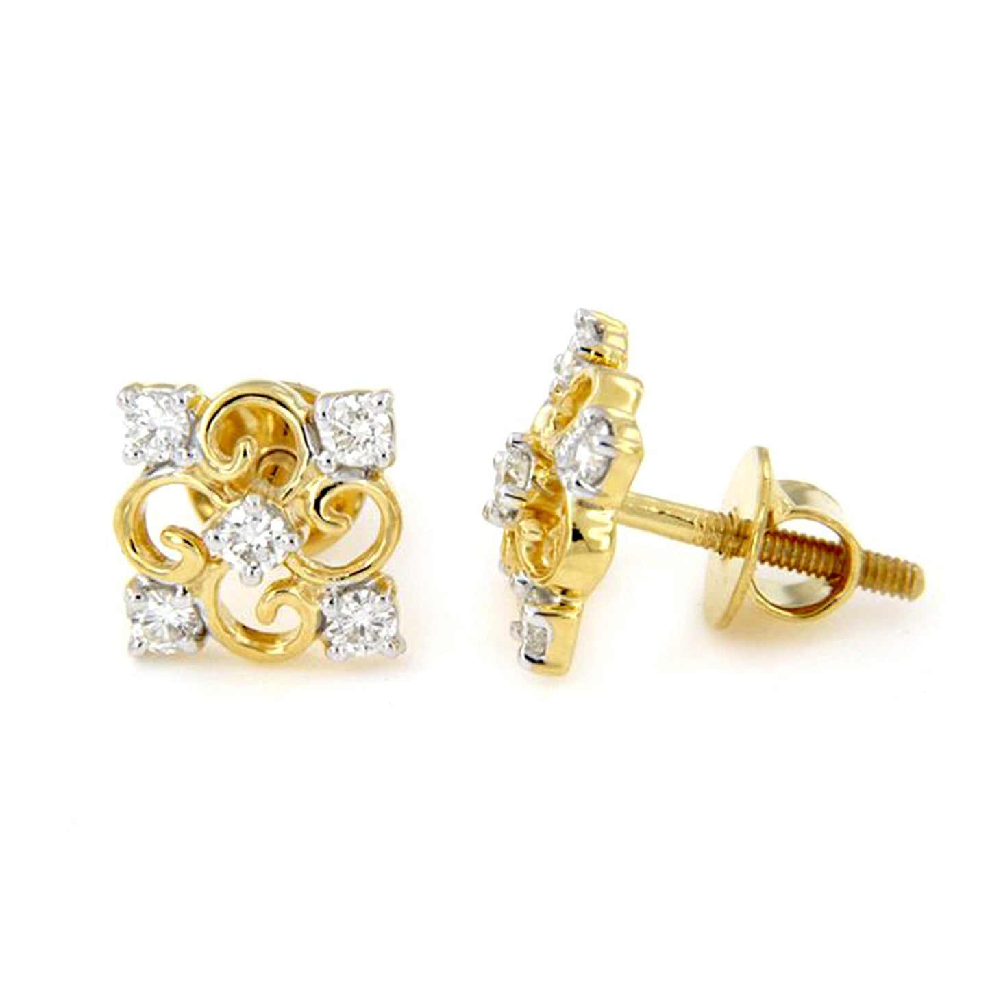 atjewels 18k Yellow Gold Over 925 Sterling Silver White CZ Engagement Stud Earrings MOTHER'S DAY SPECIAL OFFER - atjewels.in