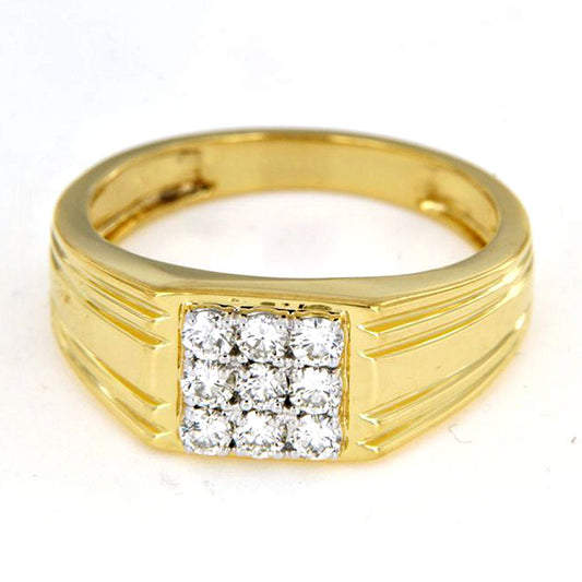 atjewels 14K Yellow Gold Over .925 Sterling Silver Free Shipping Men's Anniversary Band Ring White CZ MOTHER'S DAY SPECIAL OFFER - atjewels.in