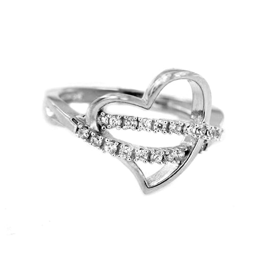 atjewels 0.53 TCW 14K White Gold Over 925 Sterling Round White CZ Heart Cross Ring MOTHER'S DAY SPECIAL OFFER - atjewels.in