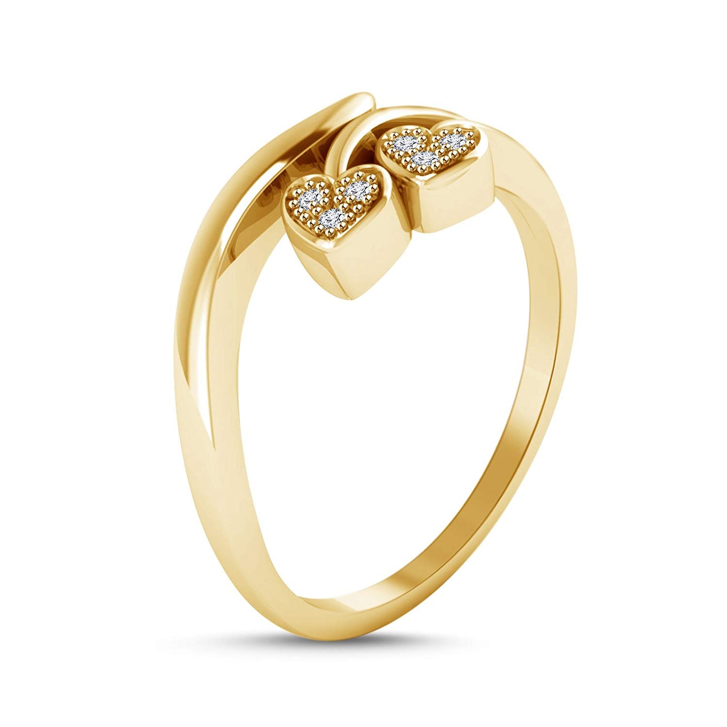 atjewels 18K Yellow Gold On .925 Sterling Silver White Diamond Bypass Ring for Women's MOTHER'S DAY SPECIAL OFFER - atjewels.in