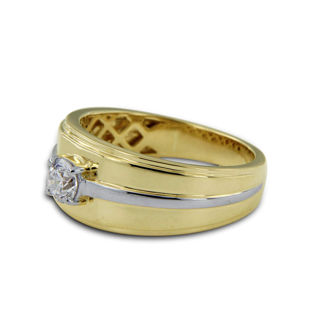 atjewels Tow Tone Gold Over Sterling White CZ Mens Band Ring MOTHER'S DAY SPECIAL OFFER - atjewels.in