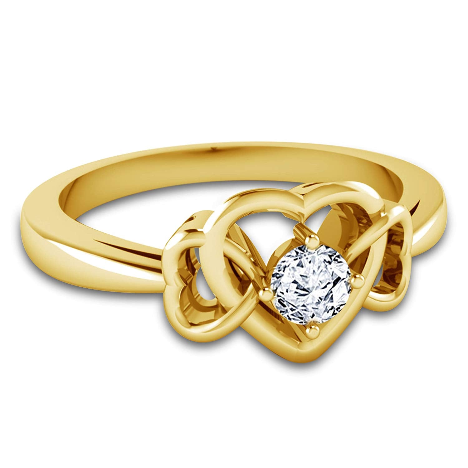 Fabulous gift for your loved one atjewels 18K Yellow Gold Over 925 Sterling Silver Heart Promise Ring For Women's MOTHER'S DAY SPECIAL OFFER - atjewels.in
