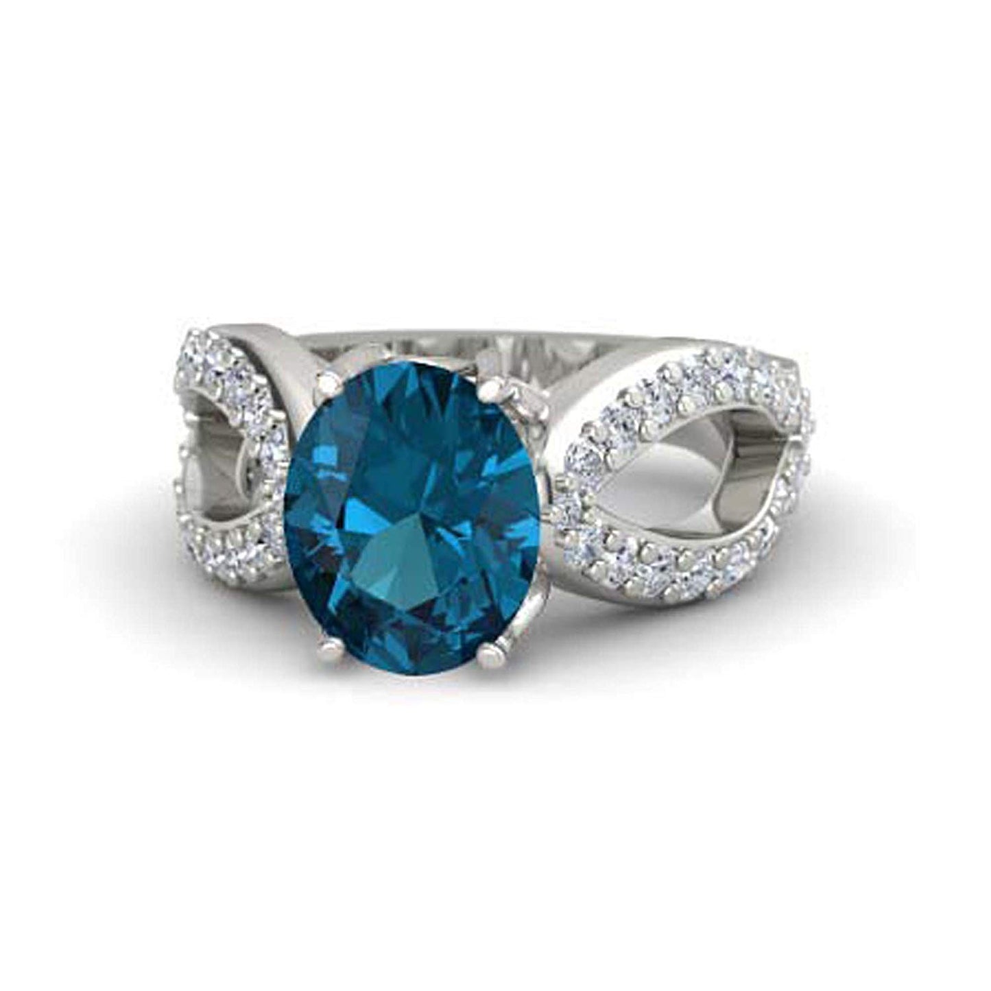 atjewels .925 Sterling Silver Oval Shape Blue Topaz Engagement/Wedding Ring Variation For Women's & Girl's - atjewels.in