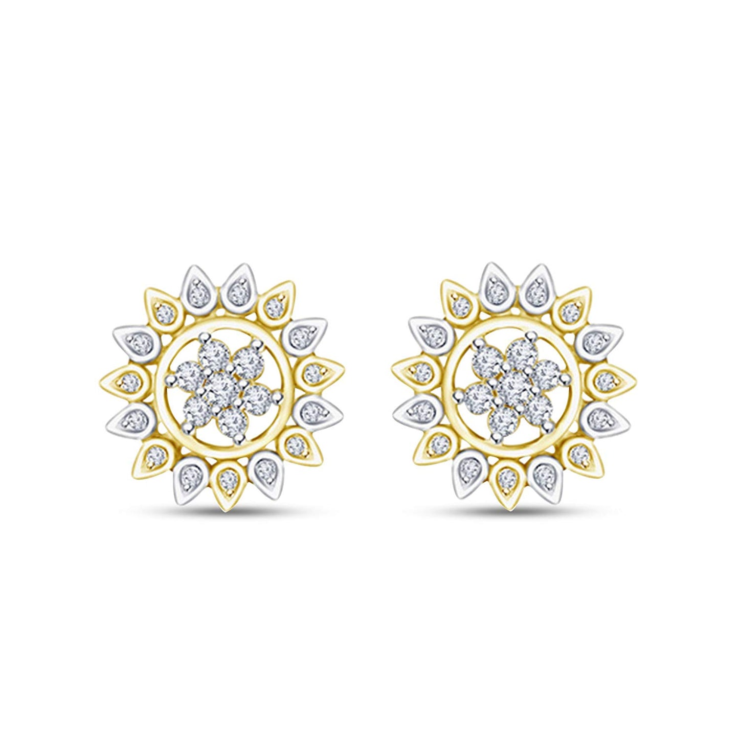 atjewels White and Yellow Gold Over 925 Sterling Silver Round White CZ Engagement Stud Earrings MOTHER'S DAY SPECIAL OFFER - atjewels.in