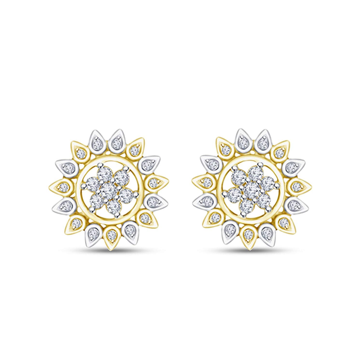 atjewels White and Yellow Gold Over 925 Sterling Silver Round White CZ Engagement Stud Earrings MOTHER'S DAY SPECIAL OFFER - atjewels.in