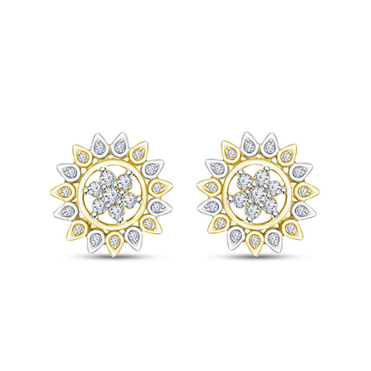 atjewels White and Yellow Gold Over 925 Sterling Silver Round White CZ Engagement Stud Earrings MOTHER'S DAY SPECIAL OFFER - atjewels.in