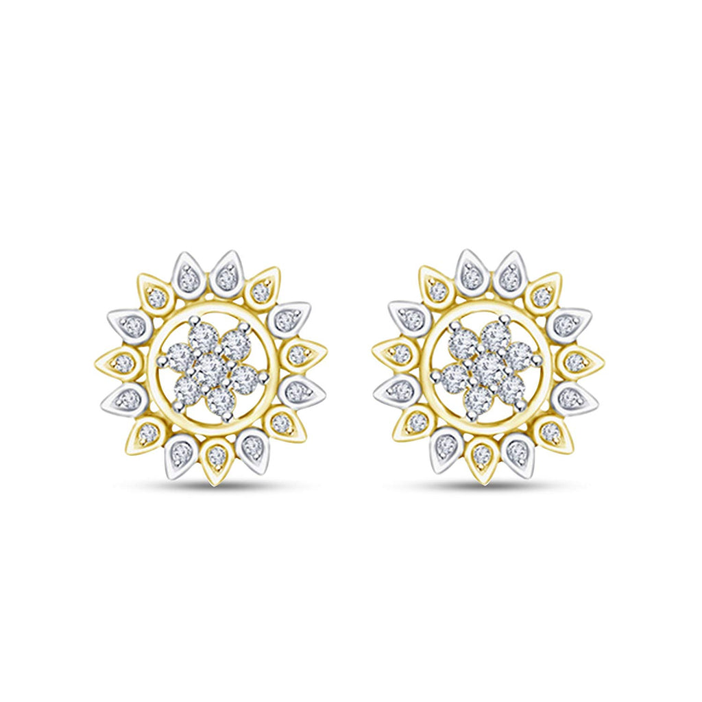 atjewels White and Yellow Gold Over 925 Sterling Silver Round White CZ Engagement Stud Earrings MOTHER'S DAY SPECIAL OFFER - atjewels.in