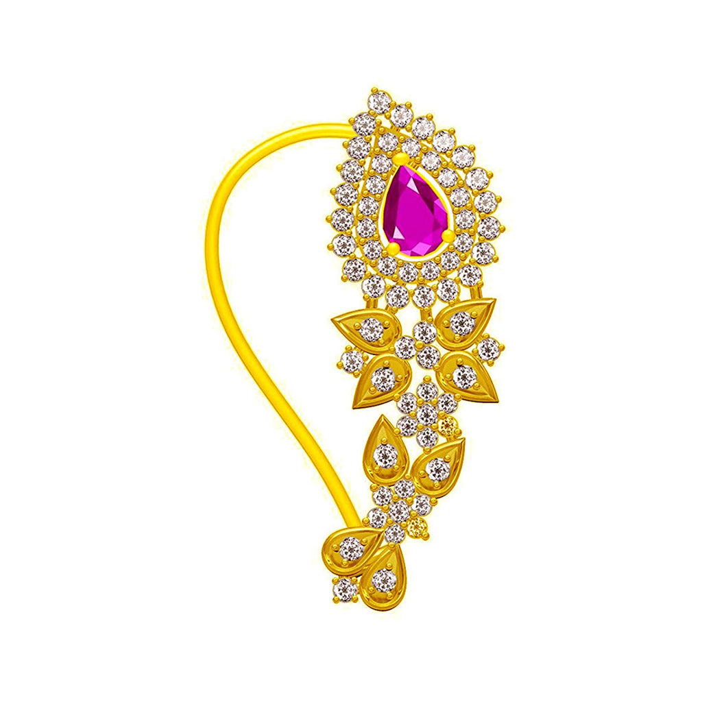 Anopchand Tilokchand Jewellers Nose Pin Or Nath Yellow Gold Metal Clip-On Nath For Women's And Girl's - atjewels.in