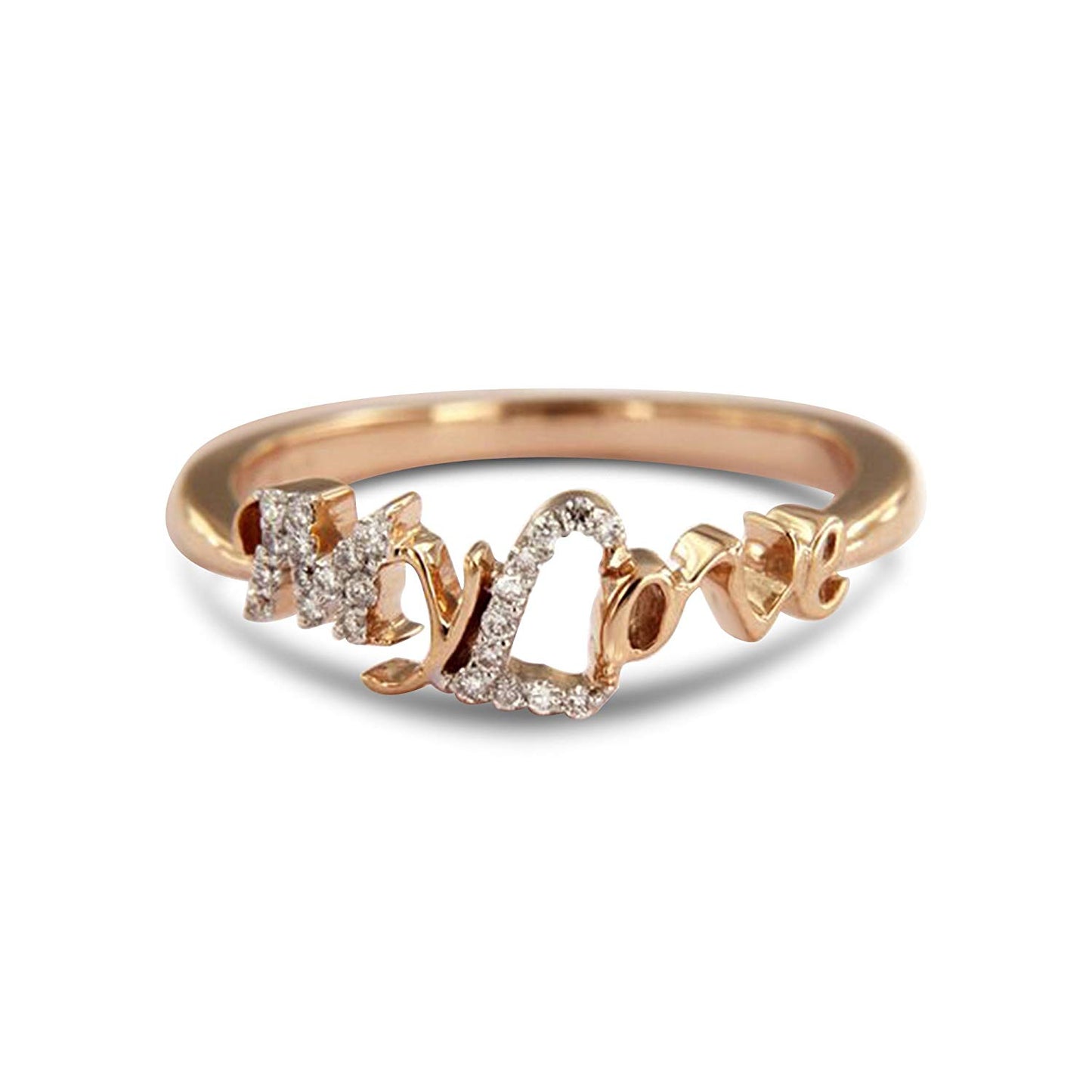 atjewels MyLove Ring For Men's 14K Rose Gold Plated on 925 Sterling Silver with White Round Zirconia MOTHER'S DAY SPECIAL OFFER - atjewels.in