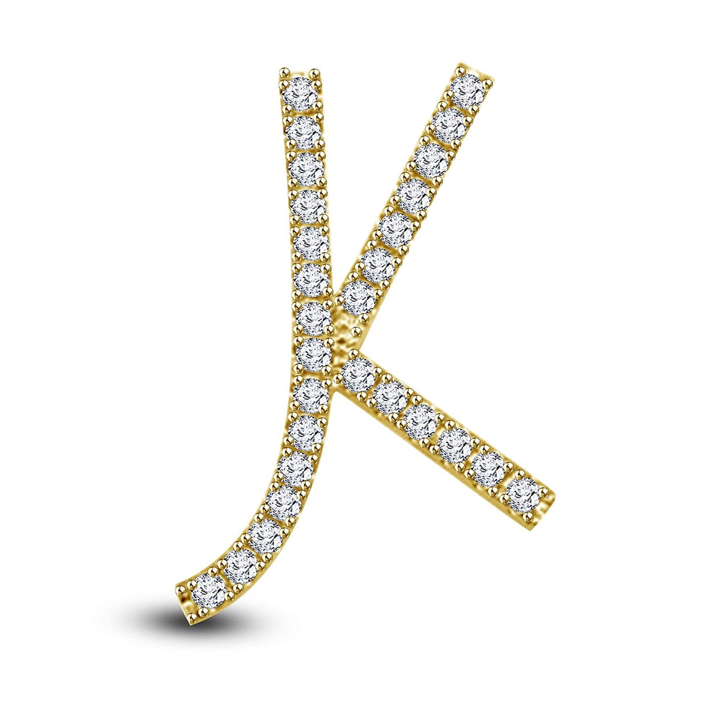 Mothers Day 14K White Gold Over .925 Sterling Silver White Cubic Zirconia Alphabet K Letter Pendant Pave Set - atjewels.in