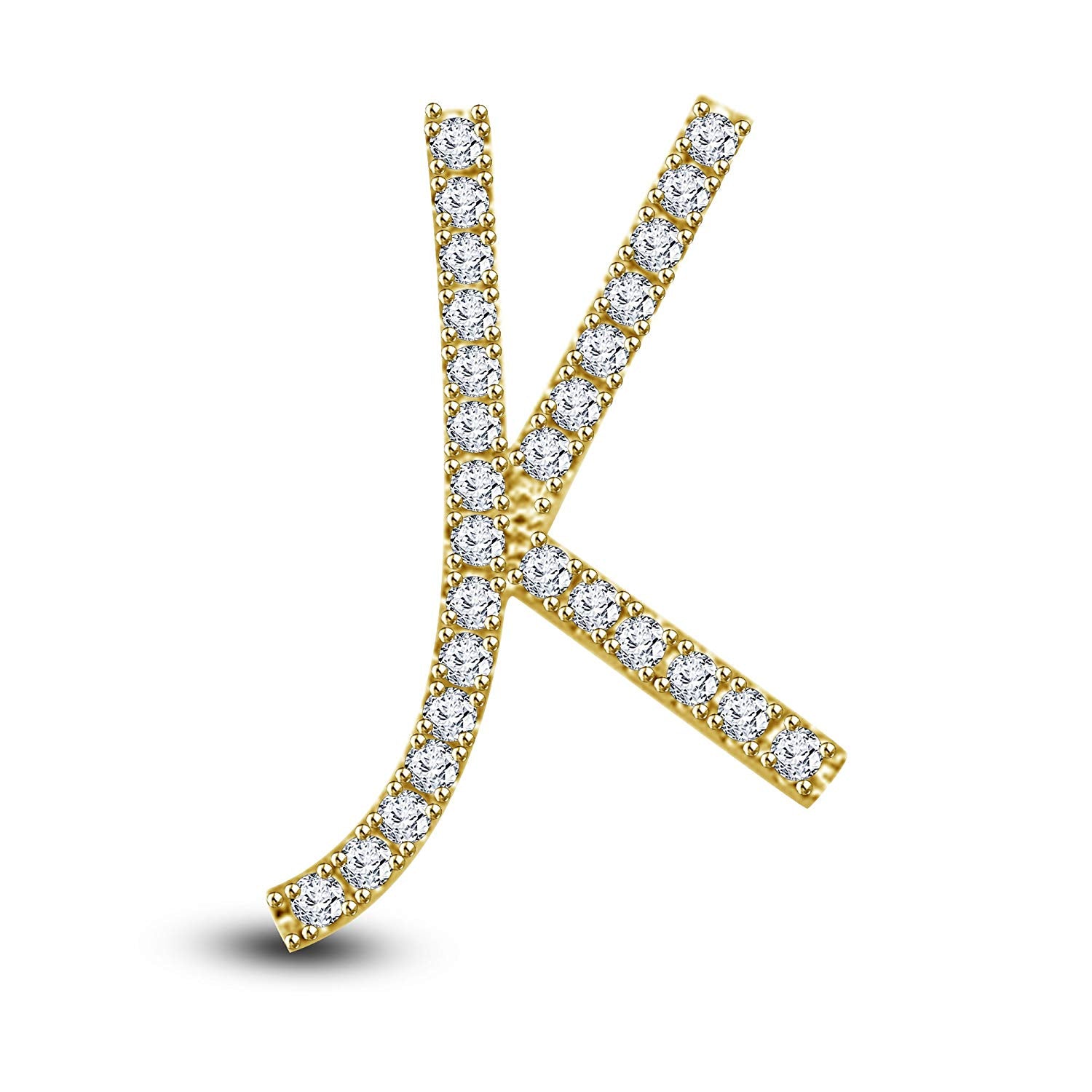 Mothers Day 14K White Gold Over .925 Sterling Silver White Cubic Zirconia Alphabet K Letter Pendant Pave Set - atjewels.in