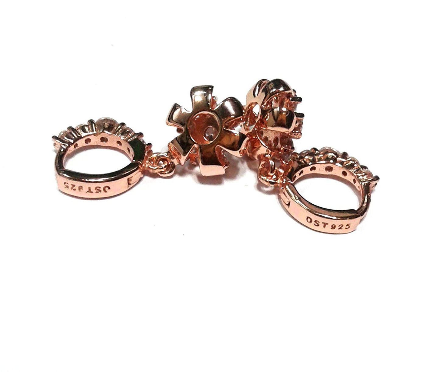 atjewels Round Cut White CZ 14k Rose Gold Over 925 Sterling Silver Drop Dangle Earrings For Girl's and Women's For MOTHER'S DAY SPECIAL OFFER - atjewels.in