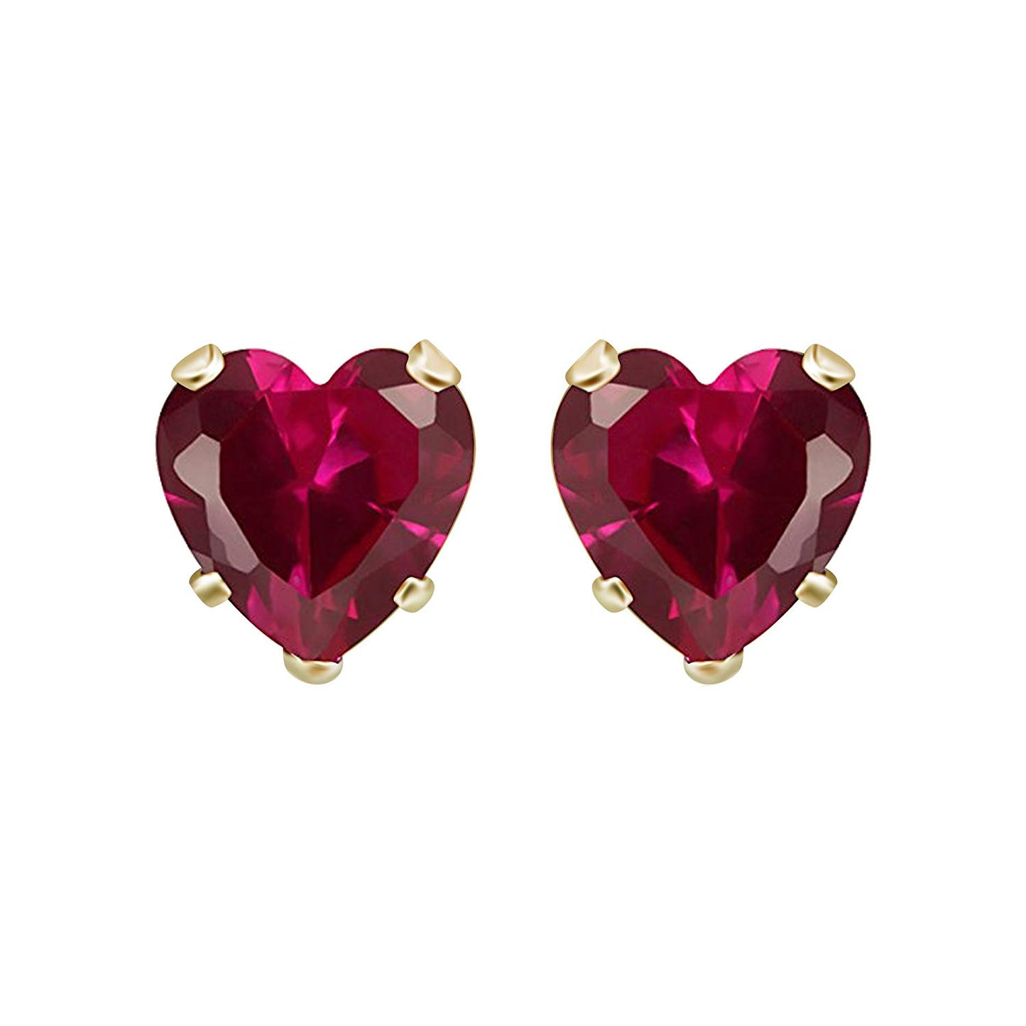 atjewels Heart-shaped Red Garnet 14k Yellow & Rose Gold Over 925 Silver Heart Earrings For Women's & Girl's Holi Festival Special Offers - atjewels.in