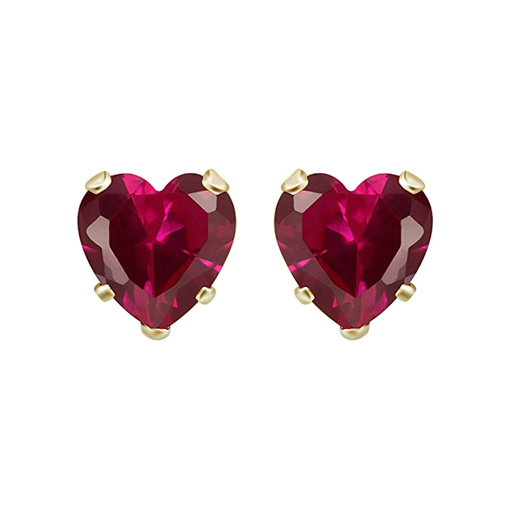 atjewels Heart-shaped Red Garnet 14k Yellow & Rose Gold Over 925 Silver Heart Earrings For Women's & Girl's Holi Festival Special Offers - atjewels.in