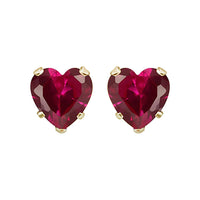 atjewels Heart-shaped Red Garnet 14k Yellow & Rose Gold Over 925 Silver Heart Earrings For Women's & Girl's Holi Festival Special Offers - atjewels.in