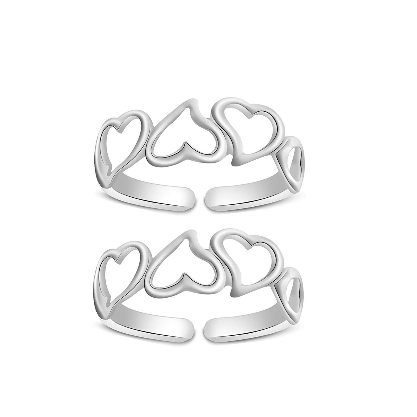 14K Gold Over 925 Sterling Silver Heart Shape Adjustable Midi ToeRing For Women's - atjewels.in