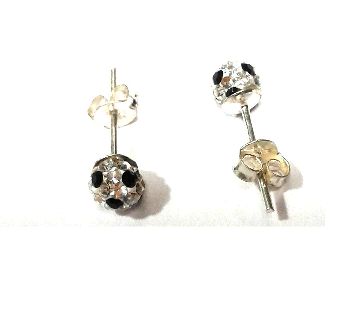 atjewels Round Cut Crystal Sterling Silver Pave Ball Stud Earrings, Crystal Fireball Disco Ball Earrings 1 Pair For Girl's and Women's Fancy Party Wear Earrings - atjewels.in