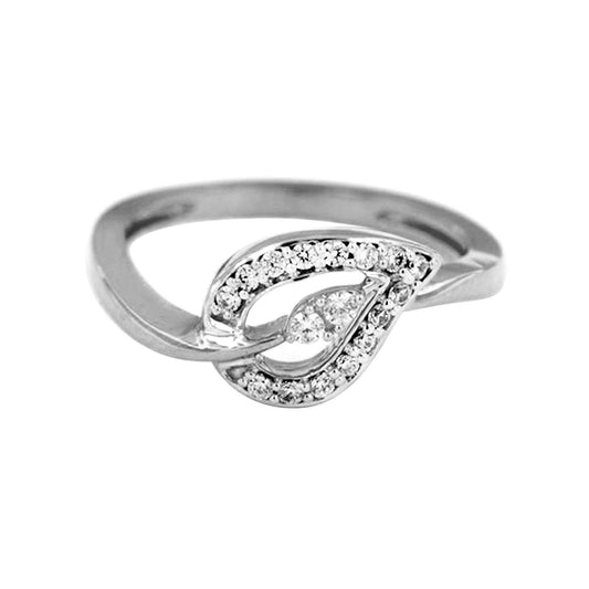 atjewels 14K White Gold Over 925 Silver 0.49 TCW with Round White CZ Heart Leaf Shaped Ring MOTHER'S DAY SPECIAL OFFER - atjewels.in