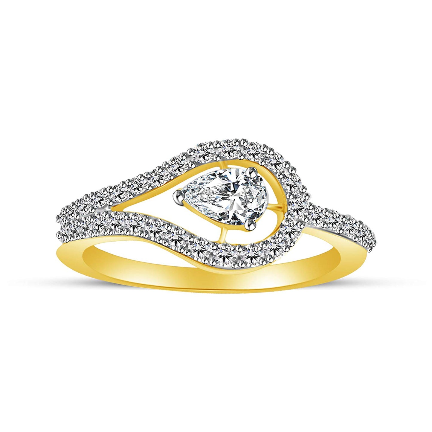 atjewels 1.00 CT 14K Yellow Gold Over .925 Sterling Silver White Cubic Zirconia Solitaire W/ Accent Ring Size 7 MOTHER'S DAY SPECIAL OFFER - atjewels.in