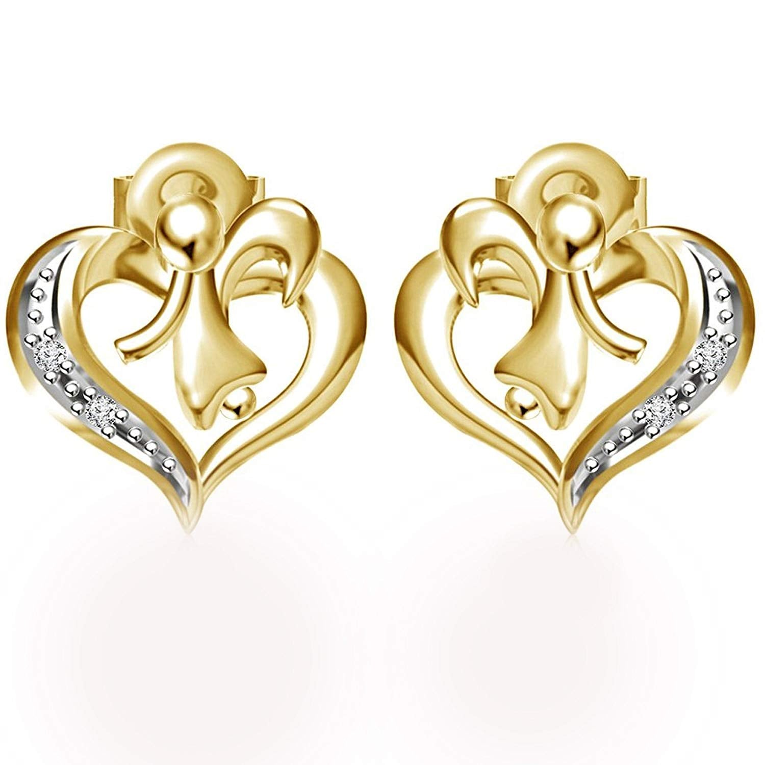 atjewels Round Cut White CZ 14k Yellow Gold Over Sterling Silver Heart Earrings For Women's MOTHER'S DAY SPECIAL OFFER - atjewels.in
