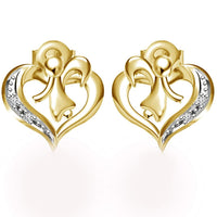 atjewels Round Cut White CZ 14k Yellow Gold Over Sterling Silver Heart Earrings For Women's MOTHER'S DAY SPECIAL OFFER - atjewels.in