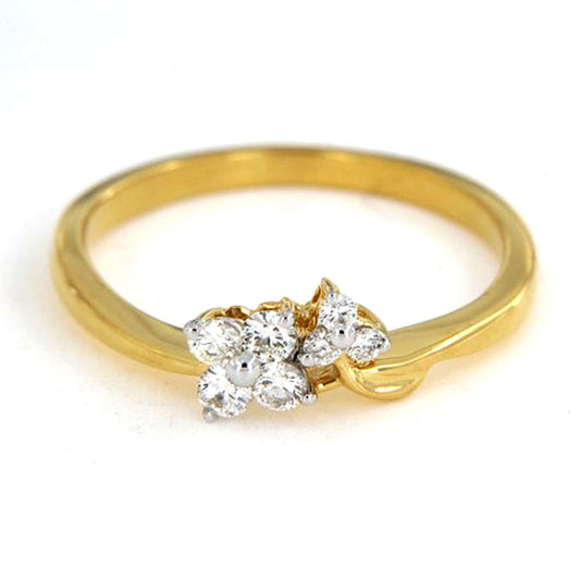 atjewels Round White Simulated Diamond Flower with Leaf Ring For Women's with 14K Gold Over .925 Sterling Silver MOTHER'S DAY SPECIAL OFFER - atjewels.in