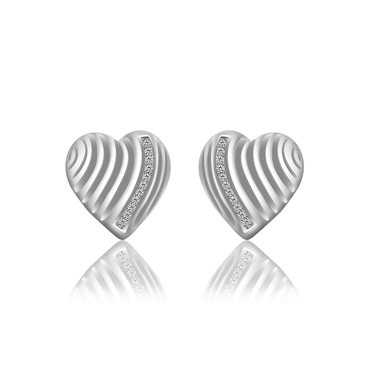 atjewels Heart Shape Stud Earrings In White Gold Over Sterling Silver Round Cut White CZ MOTHER'S DAY SPECIAL OFFER - atjewels.in