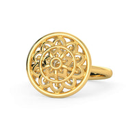 atjewels 14k Yellow Gold Over .925 Sterling Silver Flower Ring For Women's MOTHER'S DAY SPECIAL OFFER - atjewels.in