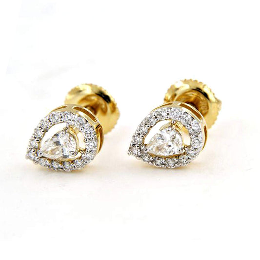 atjewels 18k Yellow Gold Plated 925 Sterling Silver Zirconia White Pear Shape Stud Earrings MOTHER'S DAY SPECIAL OFFER - atjewels.in