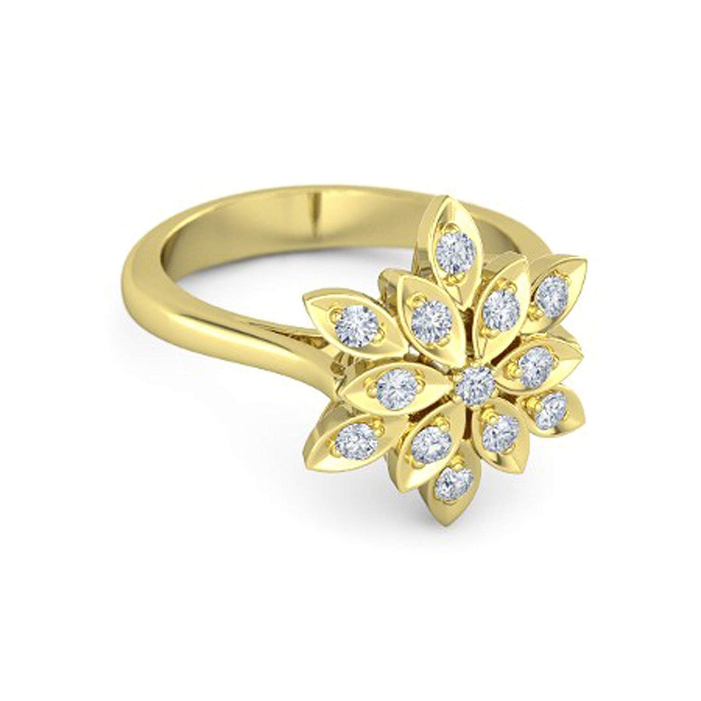 atjewels Yellow Gold Over .925 Sterling Silver Round Cut White CZ Flower Ring MOTHER'S DAY SPECIAL OFFER - atjewels.in