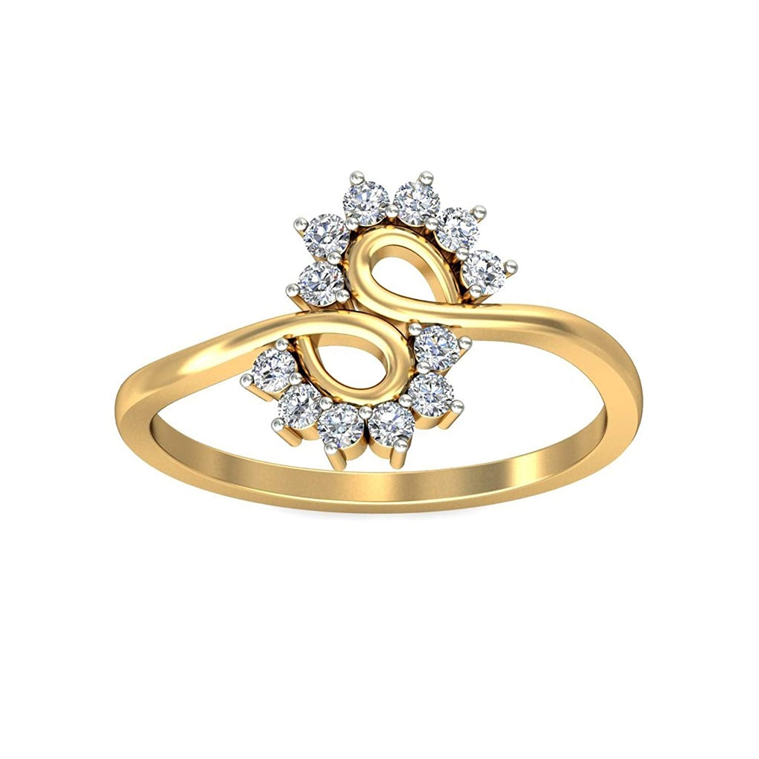 atjewels 14K Yellow Gold Over 925 Silver Round White CZ Bypass Ring For Women's MOTHER'S DAY SPECIAL OFFER - atjewels.in